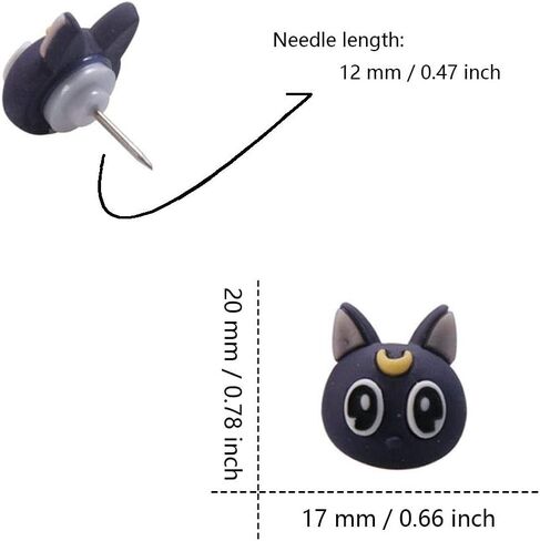 لطيف الحيوان دفع دبابيس، jruiZhp 20 جهاز كمبيوتر شخصى لطيف القط الزخرفية دفع دبابيس لوحة الإعلانات الإبهام مسمار رسم دبابيس مقاطع للوحة الفلين ورق الصور الفوتوغرافية خريطة الحائط مكتب اللوازم المنزلية ديكور هدية (القط الأسود) in Kuwait