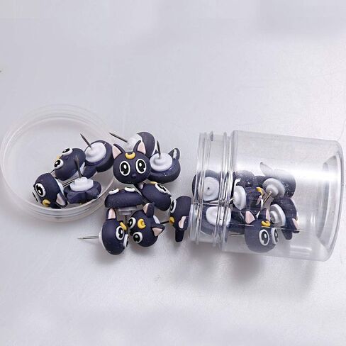 لطيف الحيوان دفع دبابيس، jruiZhp 20 جهاز كمبيوتر شخصى لطيف القط الزخرفية دفع دبابيس لوحة الإعلانات الإبهام مسمار رسم دبابيس مقاطع للوحة الفلين ورق الصور الفوتوغرافية خريطة الحائط مكتب اللوازم المنزلية ديكور هدية (القط الأسود) in Kuwait