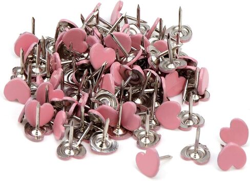 Woogim 100PCS Heart-Shaped Multicolor Thumb Tacks Iron Push Pins for Corkboard, Poster,Bulletin Board (Pink) in Saudi Arabia