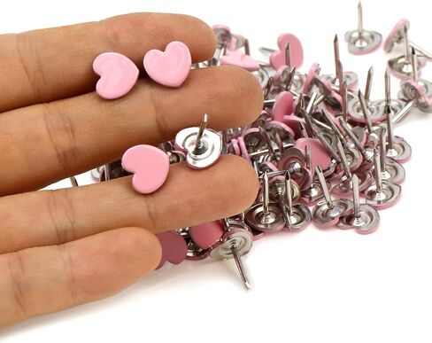 Woogim 100PCS Heart-Shaped Multicolor Thumb Tacks Iron Push Pins for Corkboard, Poster,Bulletin Board (Pink) in Saudi Arabia