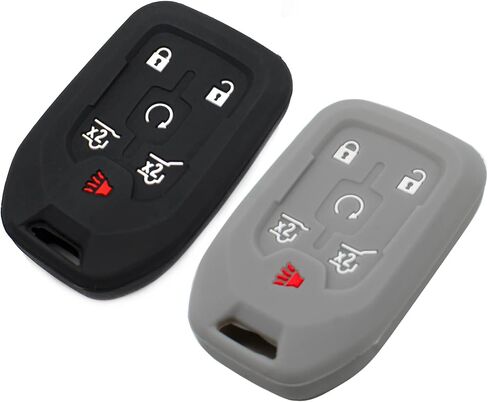 Silicone Key Fob Cover Fit for Chevy Chevrolet Tahoe Suburban 3500 HD GMC Terrain Yukon XL 1500 GM Smart 6 Buttons | Car Accessories | Remote Key Protection Case - Black & Black in Saudi Arabia