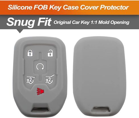 Silicone Key Fob Cover Fit for Chevy Chevrolet Tahoe Suburban 3500 HD GMC Terrain Yukon XL 1500 GM Smart 6 Buttons | Car Accessories | Remote Key Protection Case - Black & Black in Saudi Arabia
