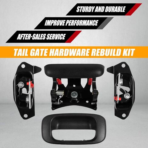 RANSOTO Tailgate Hardware Rebuild Kit Compatible with 1999-2006 Chevy Silverado GMC Sierra Tailgate Handle Latch and Bezel Trim with Rod Clips Replaces 15997911 15228539 15228541 15228540 in Saudi Arabia