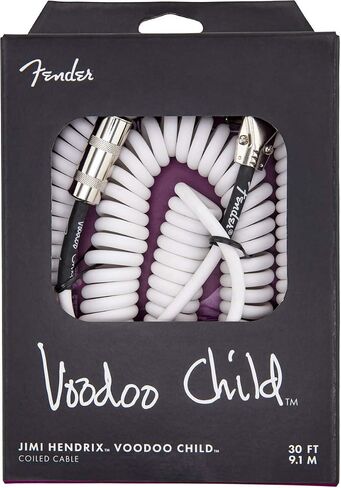 Fender Hendrix Voodoo Child Coiled Instrument Cable, Straight/Angle, Black, 30ft in Kuwait