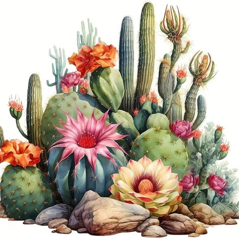 MAXBYE Cacti Bloom Diamond Art Kits for Adults, DIY 5D Diamond Art Kits Full Drill Diamond Dots，Watercolor Succulent Diamonds Art Painting Kits for Decor Gift 12x12inch in Saudi Arabia