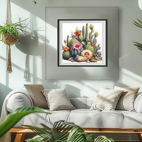 MAXBYE Cacti Bloom Diamond Art Kits for Adults, DIY 5D Diamond Art Kits Full Drill Diamond Dots，Watercolor Succulent Diamonds Art Painting Kits for Decor Gift 12x12inch in Saudi Arabia