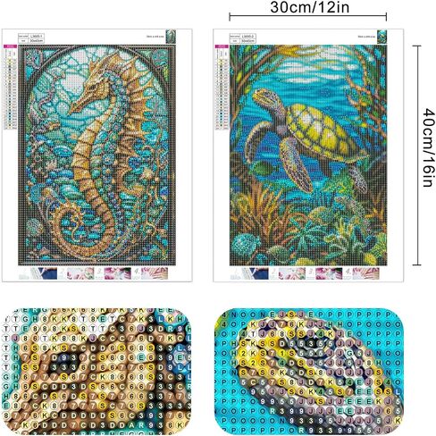 Sea Animals Diamond Art Painting Kits for Adults 2 Pack Sea Animals Diamond Art Kits DIY 5D Full Drill Crafts Diamond Dots Seahorse Turtle Gem Painting Art Kits Home Wall Decor Gifts 12x16inch in Saudi Arabia