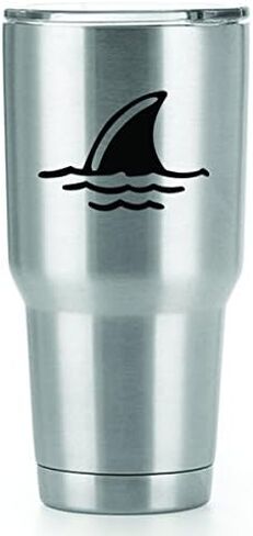 Shark Fin Vinyl Decals Stickers (2 Pack!!!) | Tumbler Coffee and Insulated Cups | Decals Only! Cup not Included! | 2-4.3 X 3 inch Black Decals | KCD1535 in Saudi Arabia