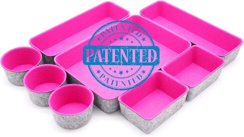 Welaxy Office Desk Drawer Organizers Trays Felt Shallow organizing Box Draw dividers for hygge aesthetics Office Supplies Multi-purposed Organize 8-piece (Oatmeal) in Kuwait