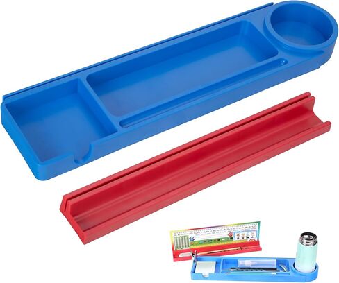 2 قطعة صينية تنظيم أقلام الرصاص المكتبية - حامل منظم سطح المكتب منفصل - حامل لوحة الاسم مع حامل القلم - حامل لوحات الأسماء للمكتب مع قبضة لاصقة للمكتب المدرسي في الفصل الدراسي in Kuwait