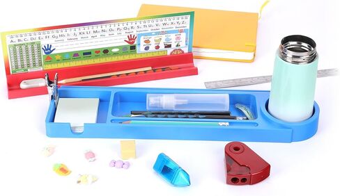 2 قطعة صينية تنظيم أقلام الرصاص المكتبية - حامل منظم سطح المكتب منفصل - حامل لوحة الاسم مع حامل القلم - حامل لوحات الأسماء للمكتب مع قبضة لاصقة للمكتب المدرسي في الفصل الدراسي in Kuwait