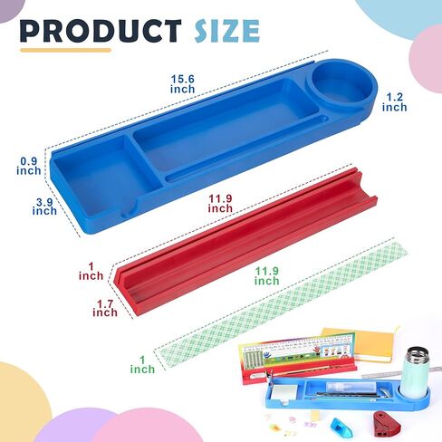 2 قطعة صينية تنظيم أقلام الرصاص المكتبية - حامل منظم سطح المكتب منفصل - حامل لوحة الاسم مع حامل القلم - حامل لوحات الأسماء للمكتب مع قبضة لاصقة للمكتب المدرسي في الفصل الدراسي in Kuwait
