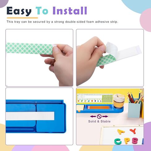 2 قطعة صينية تنظيم أقلام الرصاص المكتبية - حامل منظم سطح المكتب منفصل - حامل لوحة الاسم مع حامل القلم - حامل لوحات الأسماء للمكتب مع قبضة لاصقة للمكتب المدرسي في الفصل الدراسي in Kuwait