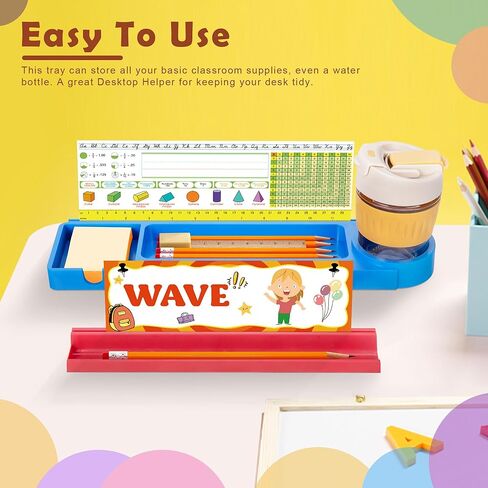 2 قطعة صينية تنظيم أقلام الرصاص المكتبية - حامل منظم سطح المكتب منفصل - حامل لوحة الاسم مع حامل القلم - حامل لوحات الأسماء للمكتب مع قبضة لاصقة للمكتب المدرسي في الفصل الدراسي in Kuwait