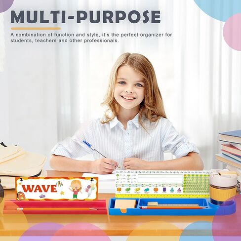 2 قطعة صينية تنظيم أقلام الرصاص المكتبية - حامل منظم سطح المكتب منفصل - حامل لوحة الاسم مع حامل القلم - حامل لوحات الأسماء للمكتب مع قبضة لاصقة للمكتب المدرسي في الفصل الدراسي in Kuwait