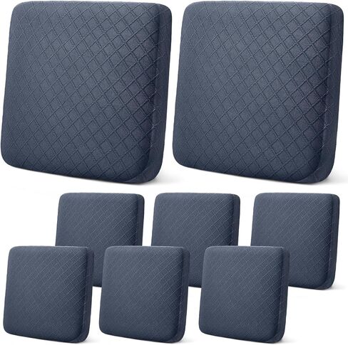Mixweer 6 Pcs Stretch Diamond Lattice Couch Cushion Cover Replacement Slipcovers Thick Jacquard Fabric Soft Sofa Seat Covers Furniture Protector Sofa Chair Cushion Covers (Black) in Saudi Arabia