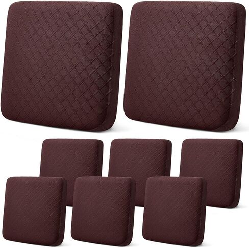 Mixweer 6 Pcs Stretch Diamond Lattice Couch Cushion Cover Replacement Slipcovers Thick Jacquard Fabric Soft Sofa Seat Covers Furniture Protector Sofa Chair Cushion Covers (Black) in Saudi Arabia