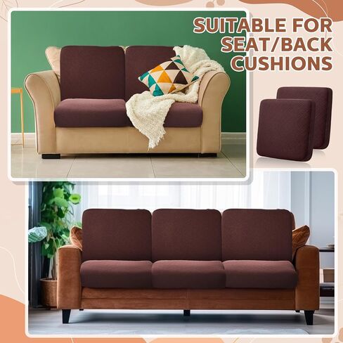 Mixweer 6 Pcs Stretch Diamond Lattice Couch Cushion Cover Replacement Slipcovers Thick Jacquard Fabric Soft Sofa Seat Covers Furniture Protector Sofa Chair Cushion Covers (Black) in Saudi Arabia