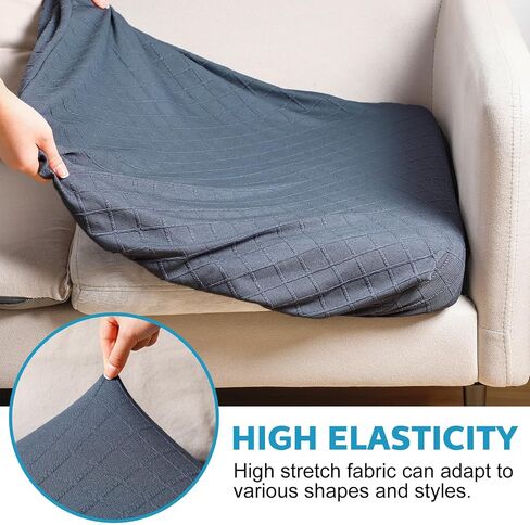 Mixweer 6 Pcs Stretch Diamond Lattice Couch Cushion Cover Replacement Slipcovers Thick Jacquard Fabric Soft Sofa Seat Covers Furniture Protector Sofa Chair Cushion Covers (Black) in Saudi Arabia