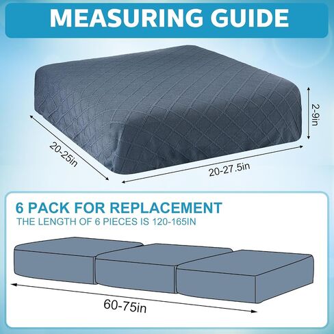 Mixweer 6 Pcs Stretch Diamond Lattice Couch Cushion Cover Replacement Slipcovers Thick Jacquard Fabric Soft Sofa Seat Covers Furniture Protector Sofa Chair Cushion Covers (Black) in Saudi Arabia