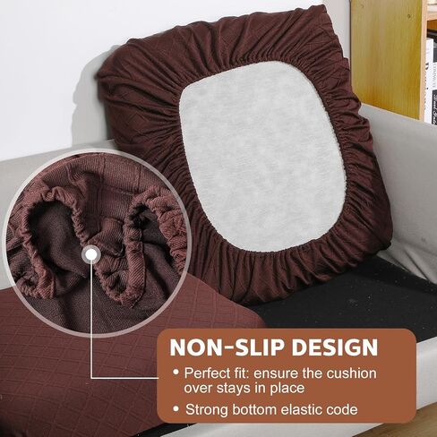 Mixweer 6 Pcs Stretch Diamond Lattice Couch Cushion Cover Replacement Slipcovers Thick Jacquard Fabric Soft Sofa Seat Covers Furniture Protector Sofa Chair Cushion Covers (Black) in Saudi Arabia