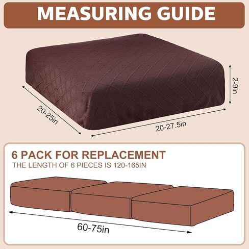 Mixweer 6 Pcs Stretch Diamond Lattice Couch Cushion Cover Replacement Slipcovers Thick Jacquard Fabric Soft Sofa Seat Covers Furniture Protector Sofa Chair Cushion Covers (Black) in Saudi Arabia