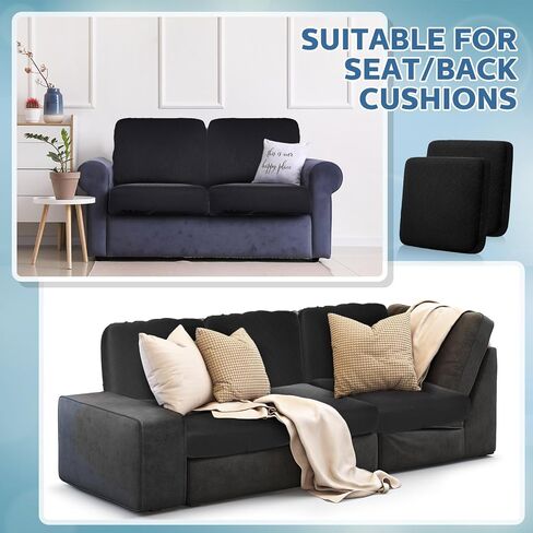 Mixweer 6 Pcs Stretch Diamond Lattice Couch Cushion Cover Replacement Slipcovers Thick Jacquard Fabric Soft Sofa Seat Covers Furniture Protector Sofa Chair Cushion Covers (Black) in Saudi Arabia