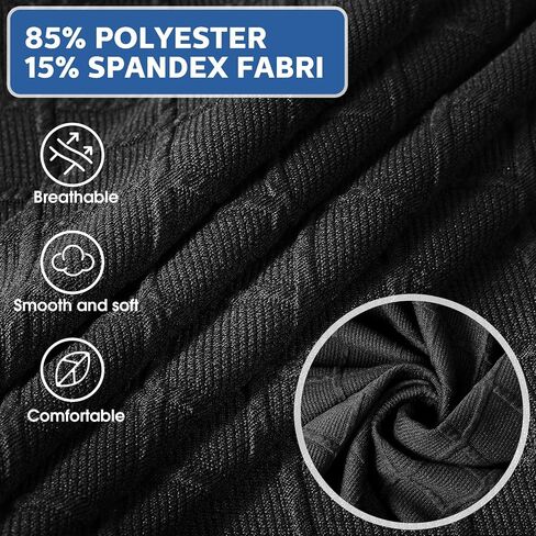 Mixweer 6 Pcs Stretch Diamond Lattice Couch Cushion Cover Replacement Slipcovers Thick Jacquard Fabric Soft Sofa Seat Covers Furniture Protector Sofa Chair Cushion Covers (Black) in Saudi Arabia
