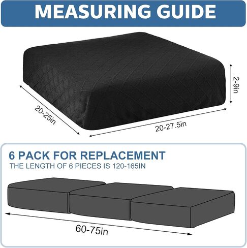 Mixweer 6 Pcs Stretch Diamond Lattice Couch Cushion Cover Replacement Slipcovers Thick Jacquard Fabric Soft Sofa Seat Covers Furniture Protector Sofa Chair Cushion Covers (Black) in Saudi Arabia