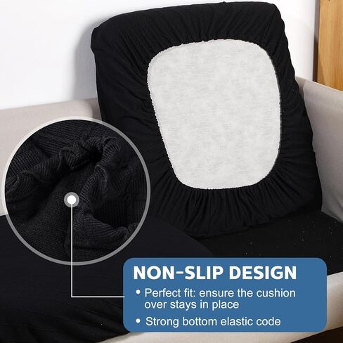 Mixweer 6 Pcs Stretch Diamond Lattice Couch Cushion Cover Replacement Slipcovers Thick Jacquard Fabric Soft Sofa Seat Covers Furniture Protector Sofa Chair Cushion Covers (Black) in Saudi Arabia