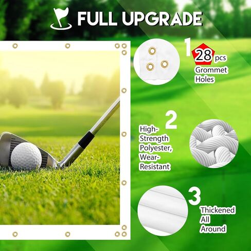 Golf Simulator Impact Screen for Indoor/Outdoor Golf Training, Golf Impact Screen with 28-32 Upgraded Grommets, Self-Restoration Crease Fabric,4mm Thicker Impact Screen with Carrying Case in Saudi Arabia