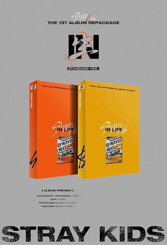 STRAY KIDS: IN LIFE [الإصدار القياسي] (النوع B) القرص المضغوط الأول لألبوم إعادة التعبئة + صندوق التغليف + كتاب الصور + بطاقات الصور الفوتوغرافية + بطاقة بريدية + (4 بطاقات صور إضافية + بطاقة صور مزدوجة الجوانب + مرآة جيب) in Saudi Arabia
