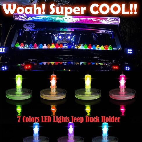 Light Up Duck Plugs, Led Light Duck Plug Holder,16 Luminous Modes On-Off Control Led Lamp Rubber Duck Mount, Duck Holder Mount for Car Lover Car LED Lights Christmas (Excluding Rubber Duck) (2PCS) in Saudi Arabia