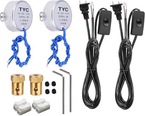 2Set Synchronous Turntable Motor Electric Motor for Cup Turner, Cuptisserie Tumbler Cup Rotator with Flexible Coupling Connector/6ft Swich Cord/,AC 100~127V CCW/CW 4W (2.5-3RPM) in Saudi Arabia