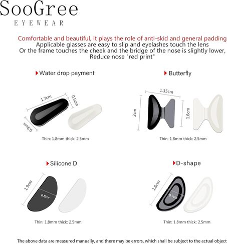 Eyeglesses Nose Pads,Eyeglasses Repair Kit Soft Silicone Nose Pads for Eyeglesses,Sunglasses and Eye Wear 16 Pairs Thicked Glasses Anti Slip Adhesive Contoured Nose Pads Replacement(1.8mm) in Kuwait