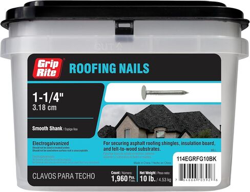 Grip Rite 114EGRFG10BK 1-1 / 4 بوصة مسامير السقف السائبة ذات الساق الناعمة المجلفنة بالكهرباء، عدد 1960، 10 رطل. in Saudi Arabia