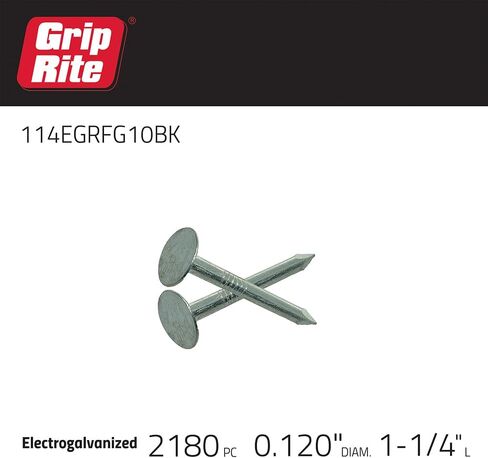 Grip Rite 114EGRFG10BK 1-1 / 4 بوصة مسامير السقف السائبة ذات الساق الناعمة المجلفنة بالكهرباء، عدد 1960، 10 رطل. in Saudi Arabia
