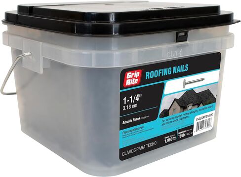 Grip Rite 114EGRFG10BK 1-1 / 4 بوصة مسامير السقف السائبة ذات الساق الناعمة المجلفنة بالكهرباء، عدد 1960، 10 رطل. in Saudi Arabia