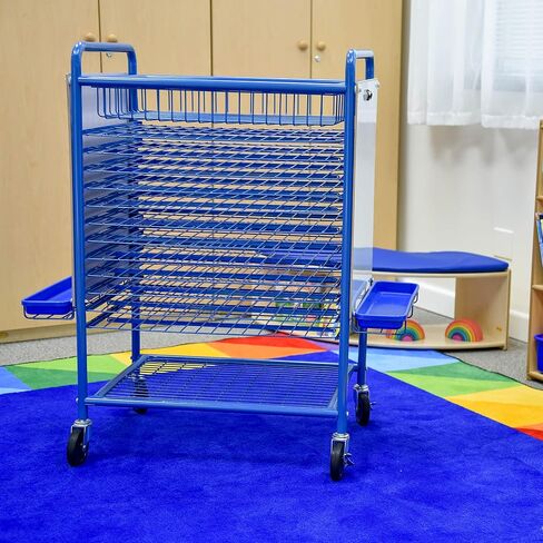 Angeles Mobile Drying Rack for Classroom, Rolling Art Cart Organizer for Kids, Multi-Purpose, Blue in Saudi Arabia