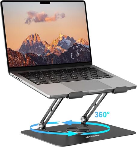 XAOSUN Laptop Stand 360° Rotating Base, Swivel Laptop Stand Adjustable Laptop Riser for Collaborative Work, White in Saudi Arabia