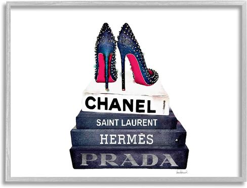 Stupell Industries Glam Fashion Book Set BW Stud Pump Heels Wall Plaque, 10x15 in Saudi Arabia