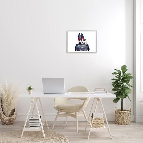 Stupell Industries Glam Fashion Book Set BW Stud Pump Heels Wall Plaque, 10x15 in Saudi Arabia