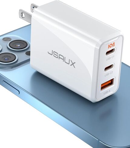 شاحن حائط JSAUX USB-C شحن سريع 32 وات، كتلة شاحن iPhone [3 منافذ 20 وات + 12 وات] شاحن من النوع C مع منفذ USB-C 20 وات ومنافذ USB-A مزدوجة 12 وات لهاتف iPhone 14 Pro Max/13/12/11/XR /XS/8 Plus/7/6S/SE 2022 إلخ in Saudi Arabia