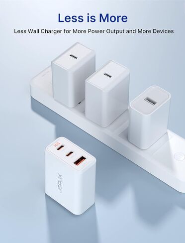 شاحن حائط JSAUX USB-C شحن سريع 32 وات، كتلة شاحن iPhone [3 منافذ 20 وات + 12 وات] شاحن من النوع C مع منفذ USB-C 20 وات ومنافذ USB-A مزدوجة 12 وات لهاتف iPhone 14 Pro Max/13/12/11/XR /XS/8 Plus/7/6S/SE 2022 إلخ in Saudi Arabia