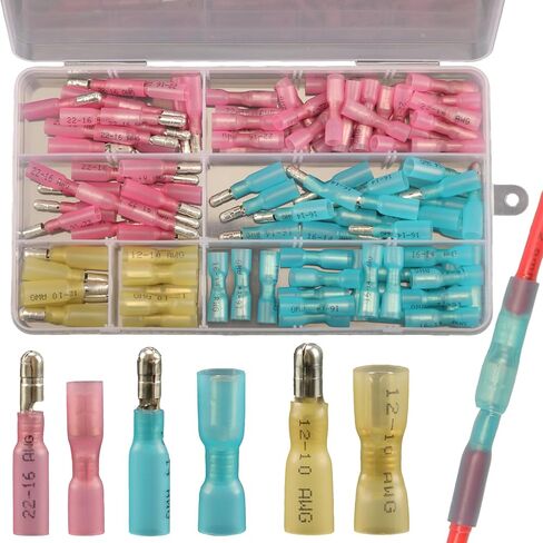 110pcs Heat Shrink Bullet Wire Connectors Kit, Waterproof Bullet Connectors, Bullet Terminals Wire Connectors Female & Male Wire Crimp Connectors, Marine Grade Bullet Connectors in Saudi Arabia