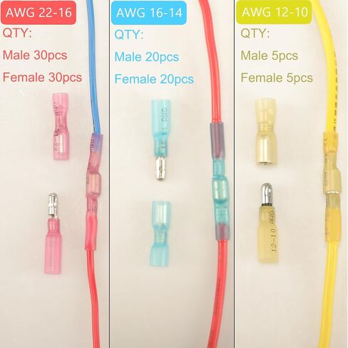 110pcs Heat Shrink Bullet Wire Connectors Kit, Waterproof Bullet Connectors, Bullet Terminals Wire Connectors Female & Male Wire Crimp Connectors, Marine Grade Bullet Connectors in Saudi Arabia