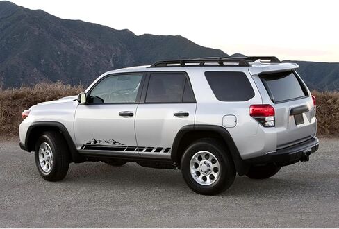 قطعتان من ملصقات رسومات الجبال والغابات وشارات جانبية لباب السيارة وخطوط طويلة من الفينيل ملحقات السباق لسيارة بيك اب شاحنة الدفع الرباعي مقطورة التخييم العالمية (أسود) in Kuwait