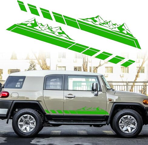 قطعتان من ملصقات رسومات الجبال والغابات وشارات جانبية لباب السيارة وخطوط طويلة من الفينيل ملحقات السباق لسيارة بيك اب شاحنة الدفع الرباعي مقطورة التخييم العالمية (أسود) in Kuwait
