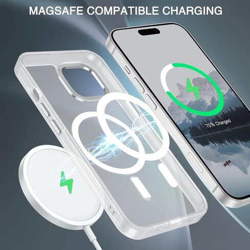 حافظة BENTOBEN لهاتف iPhone 15، حافظة هاتف iPhone 15 [متوافقة مع MagSafe]، غطاء مغناطيسي شفاف غير لامع مقاوم للصدمات للنساء والفتيات لهاتف iPhone 15 6.1 بوصة، وردي فاقع in Kuwait