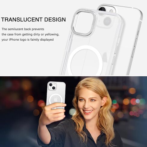 حافظة BENTOBEN لهاتف iPhone 15، حافظة هاتف iPhone 15 [متوافقة مع MagSafe]، غطاء مغناطيسي شفاف غير لامع مقاوم للصدمات للنساء والفتيات لهاتف iPhone 15 6.1 بوصة، وردي فاقع in Kuwait